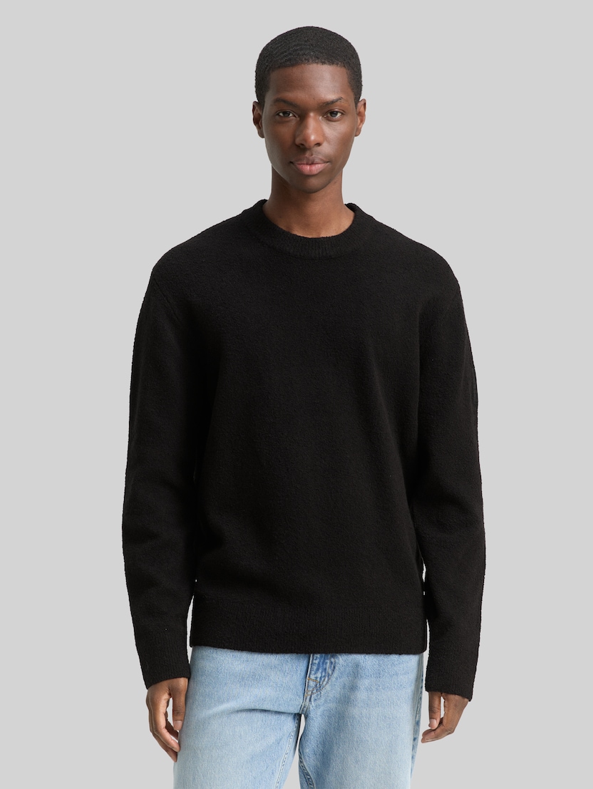 Bouclé Strickpullover von Denim Male, Black