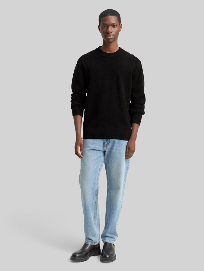 Bouclé Strickpullover von Denim Male, Black