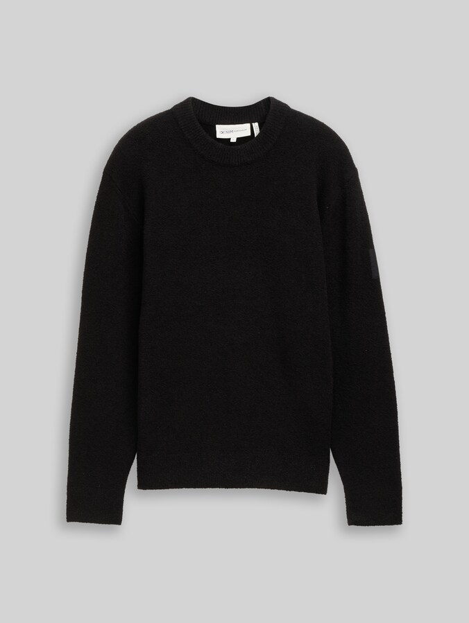 Bouclé Strickpullover von Denim Male, Black
