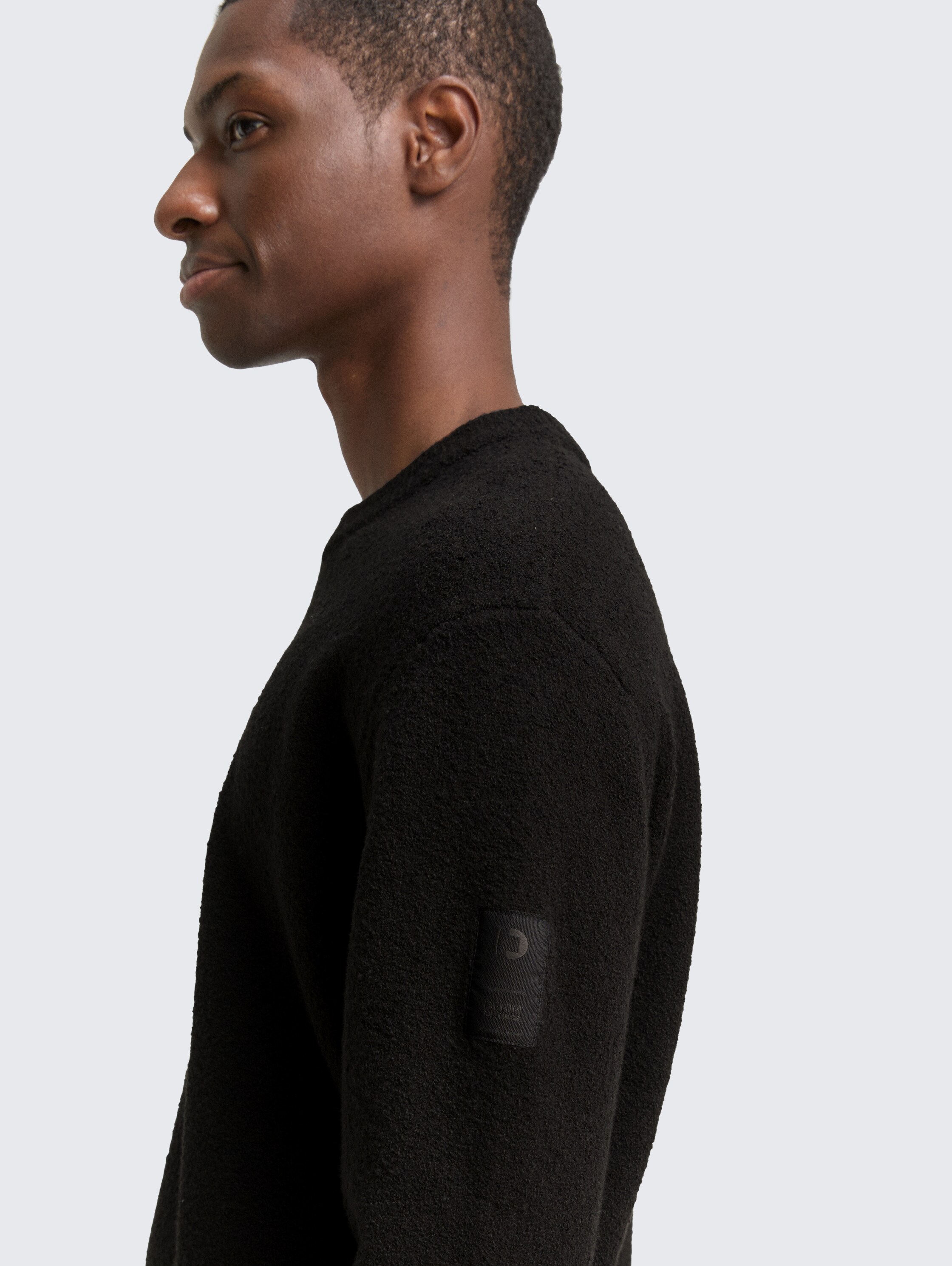 Bouclé knit jumper - Black - Detail model view
