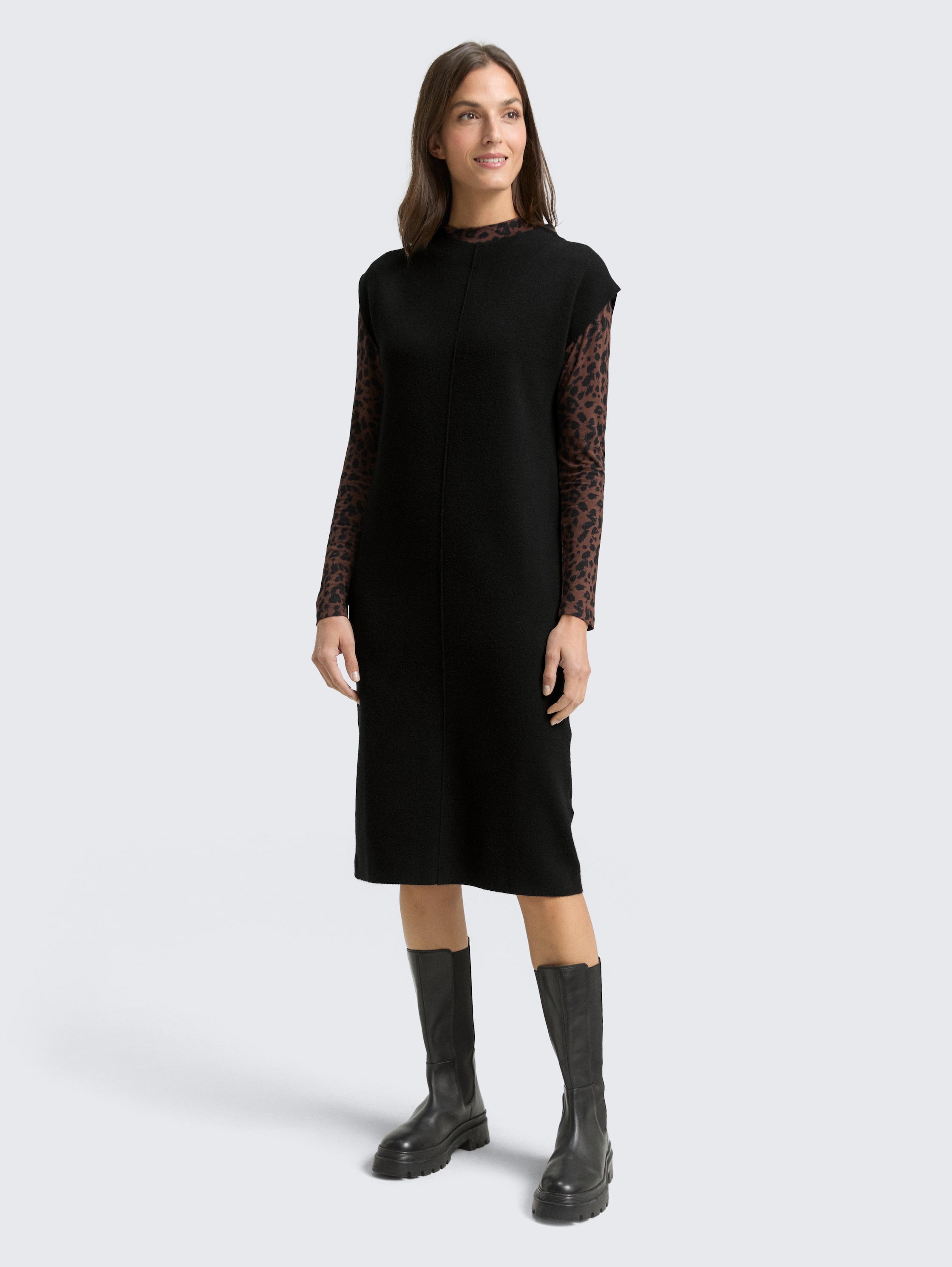 Strickkleid mit Stehkragen - deep_black_1 - 