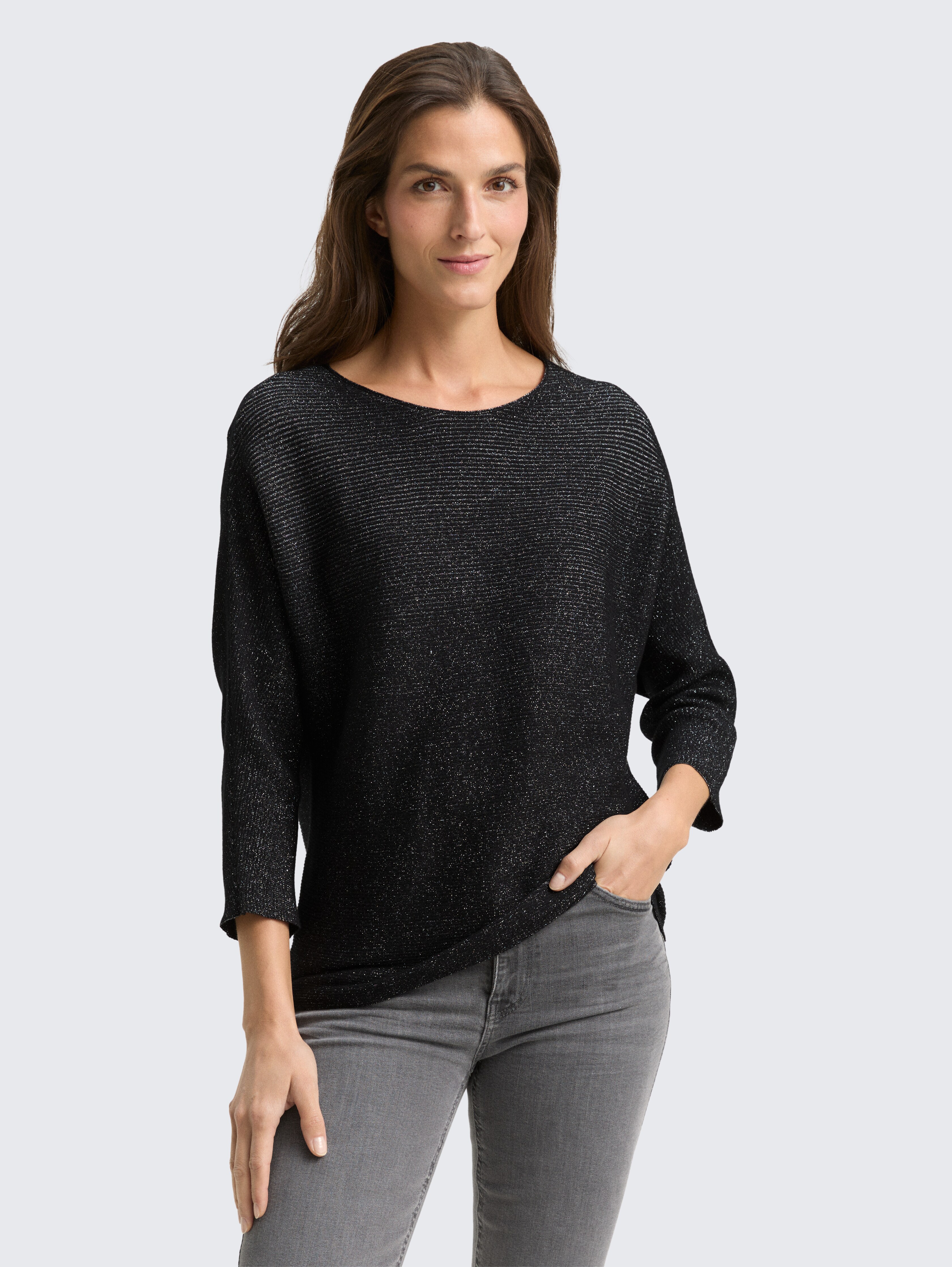 Loose Fit Strickpullover mit Glitzer-Effekt von Women, deep black