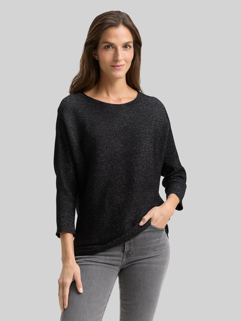 Loose Fit Strickpullover mit Glitzer-Effekt von Women, deep black