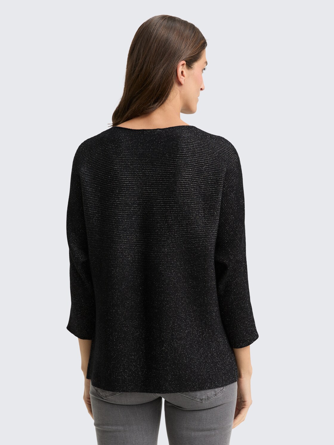 Loose Fit Strickpullover mit Glitzer-Effekt - deep black