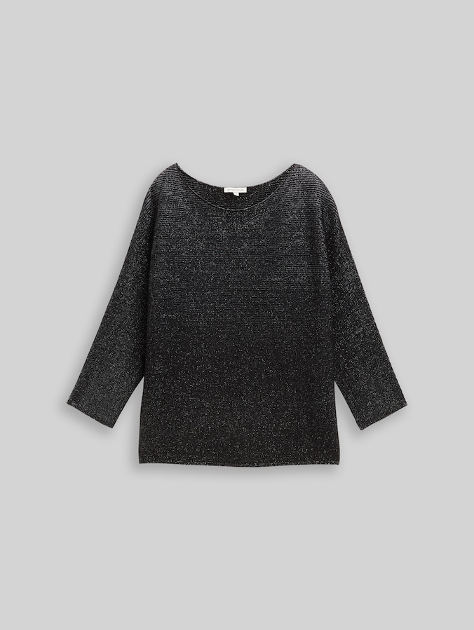 Loose Fit Strickpullover mit Glitzer-Effekt von Women, deep black