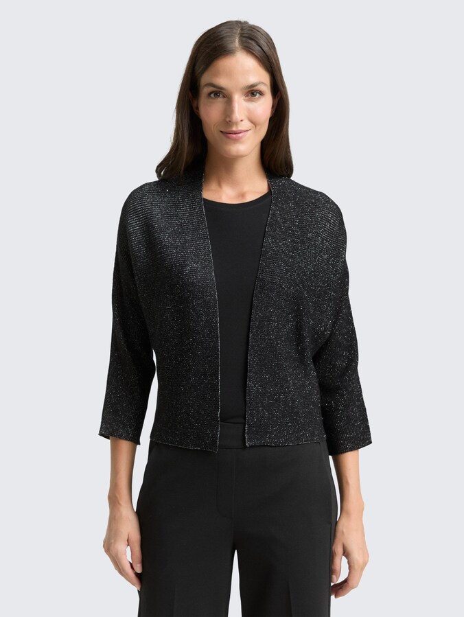 Cropped cardigan with glitter effect by Women, deep black