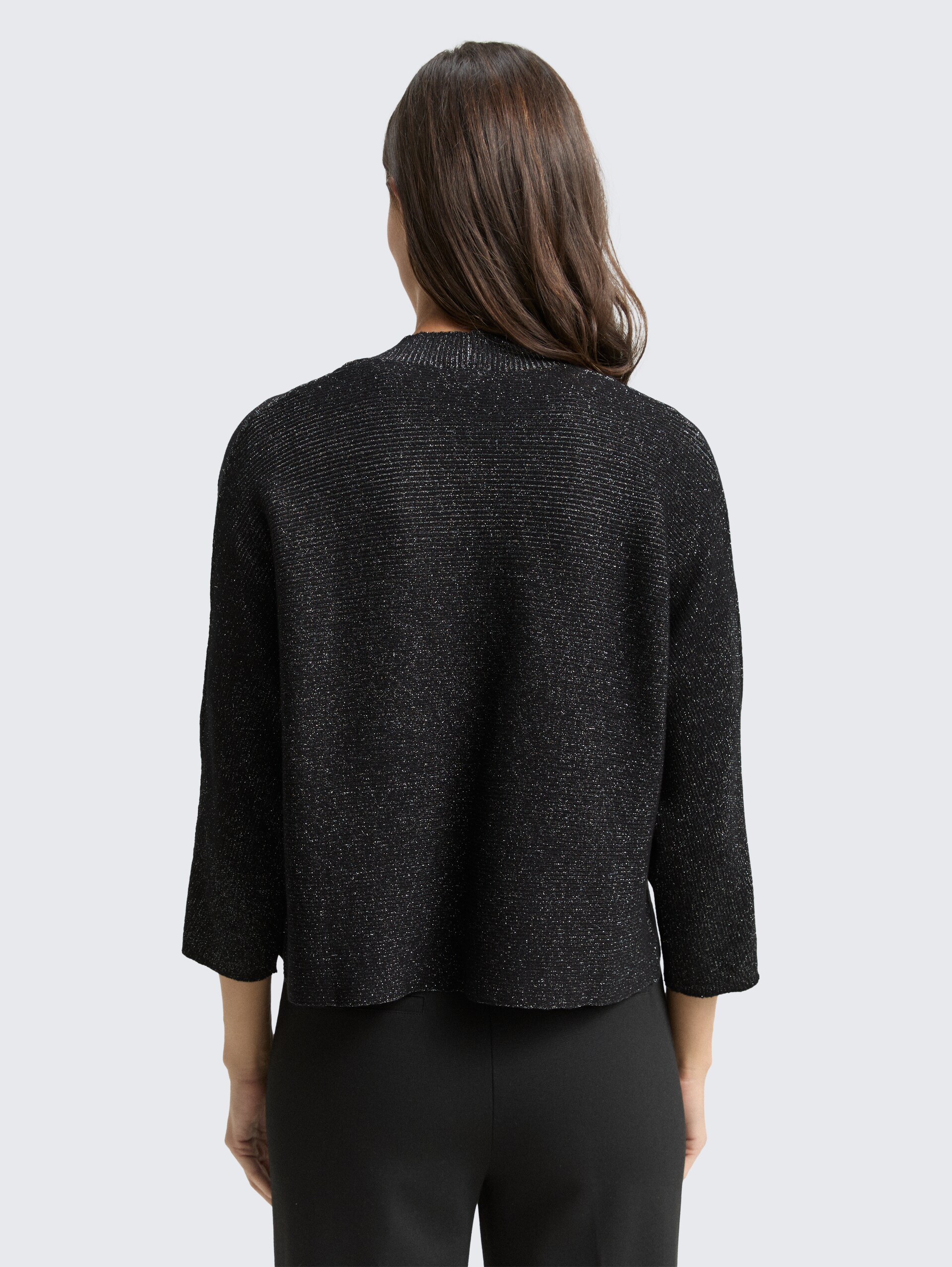 Cropped Cardigan mit Glitzer-Effekt - deep black