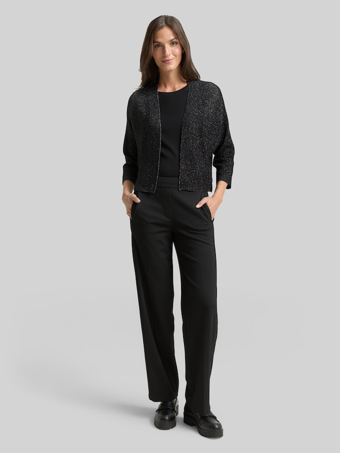 Cardigan court à effet pailleté par Women, deep black