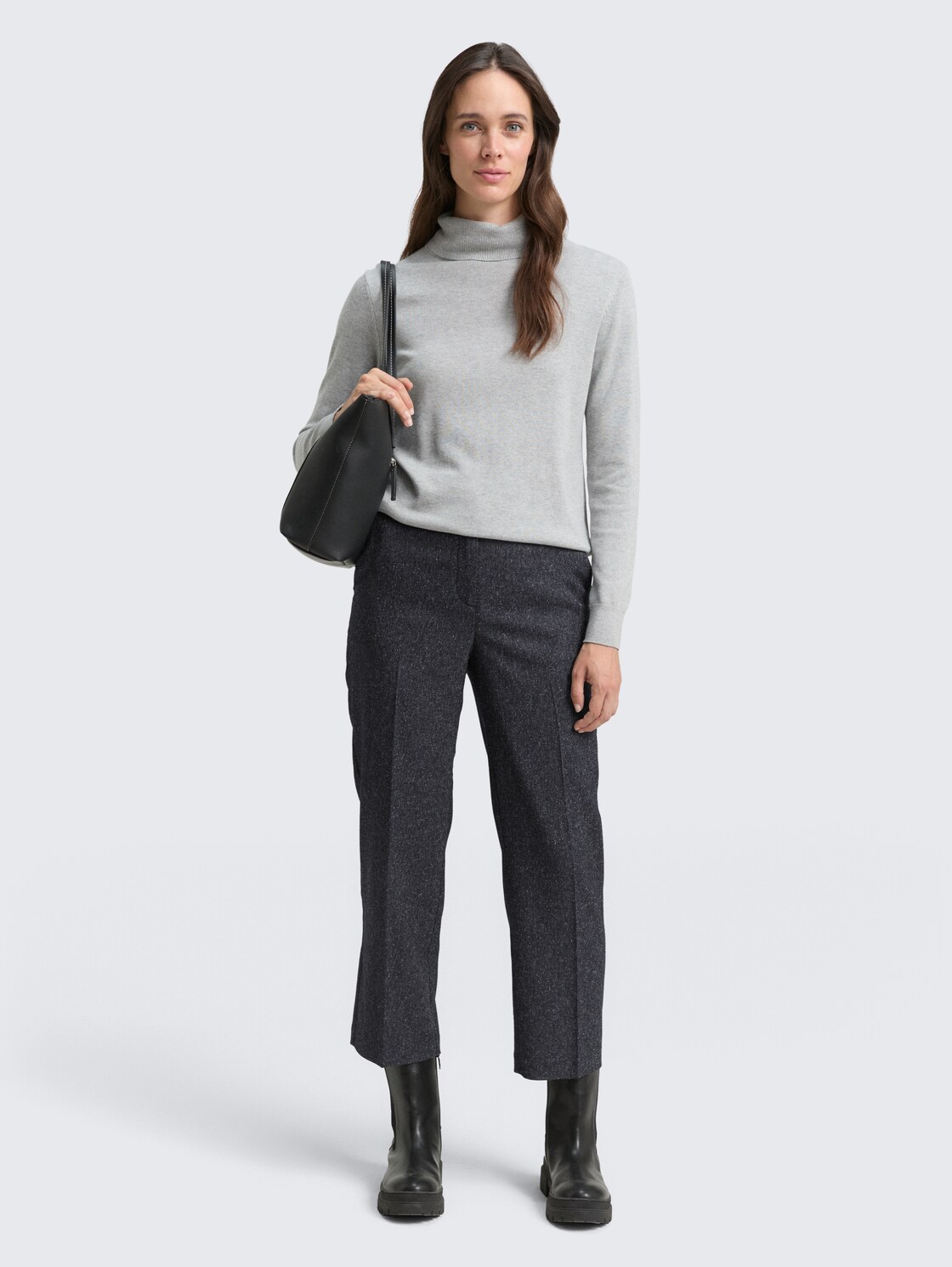 TTMIA STRAIGHT Hose in Melange-Optik - lunar eclipse blue structure - Model-Vorderansicht