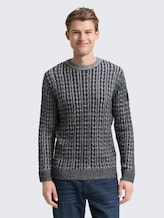 Pull en tricot avec motif torsadé - navy blue plated - Découpe Vue de face du modèle