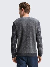 Pull en tricot avec motif torsadé - navy blue plated