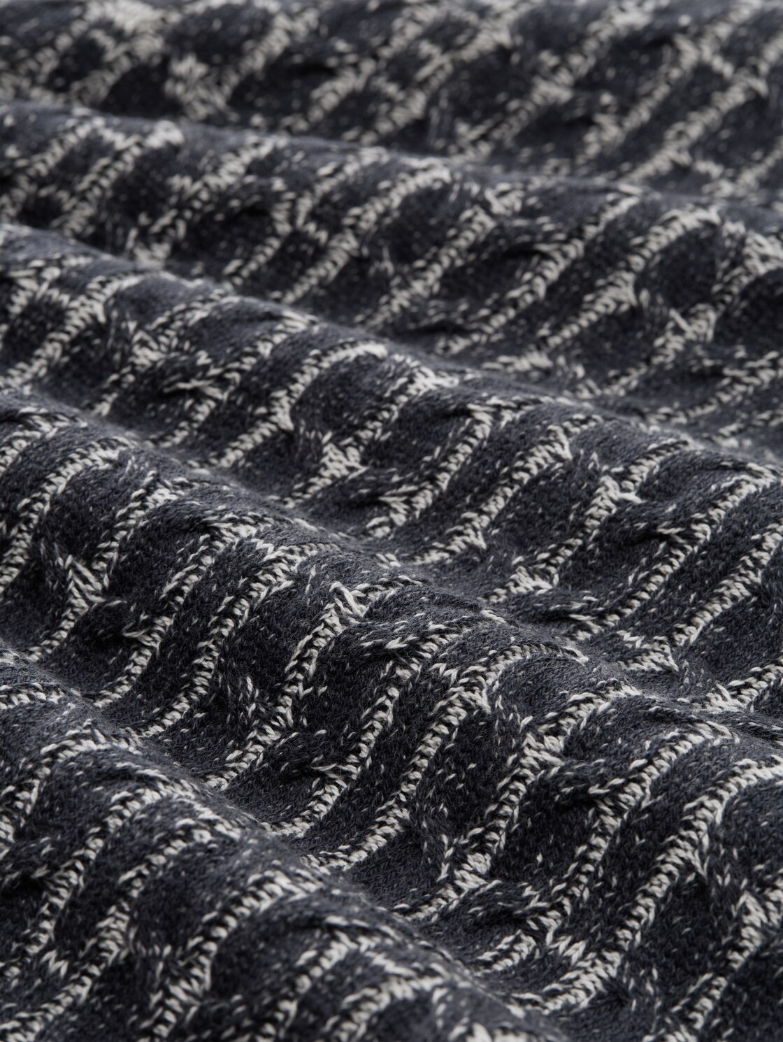 Strickpullover mit Zopfmuster - navy blue plated - Material-Ansicht