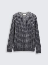 Pull en tricot avec motif torsadé - navy blue plated