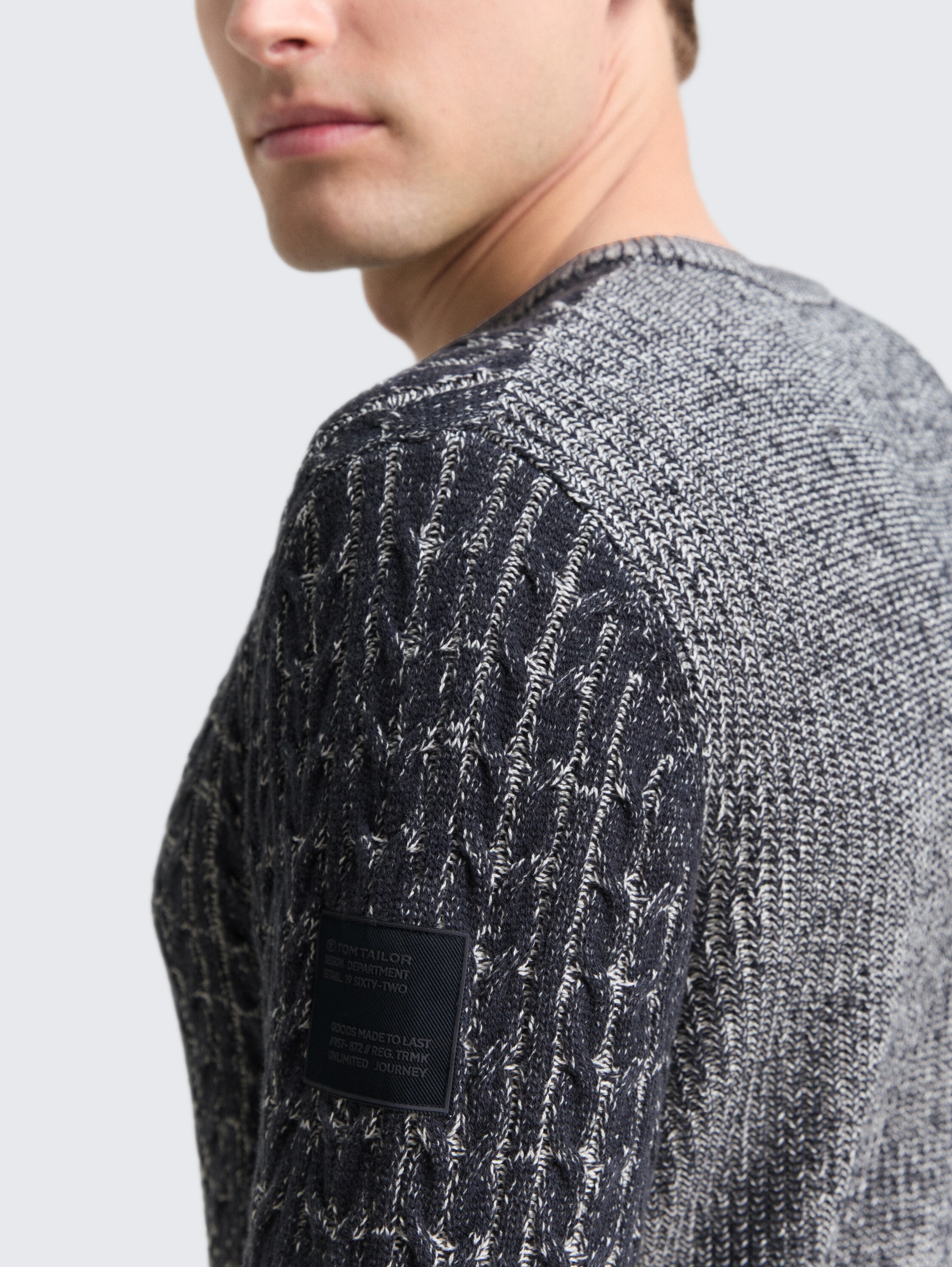 Strickpullover mit Zopfmuster - navy_blue_plated - 