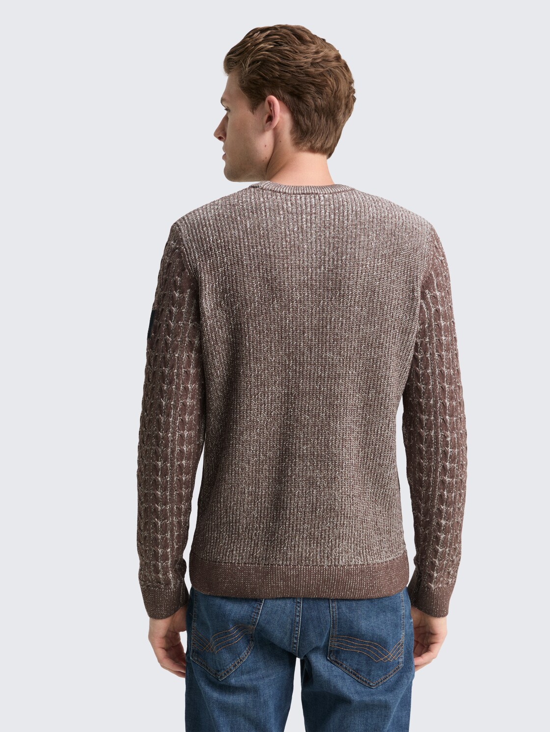 Strickpullover mit Zopfmuster - brown offwhite plated