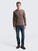 Pull en tricot avec motif torsadé - brown offwhite plated - Vue de face du modèle