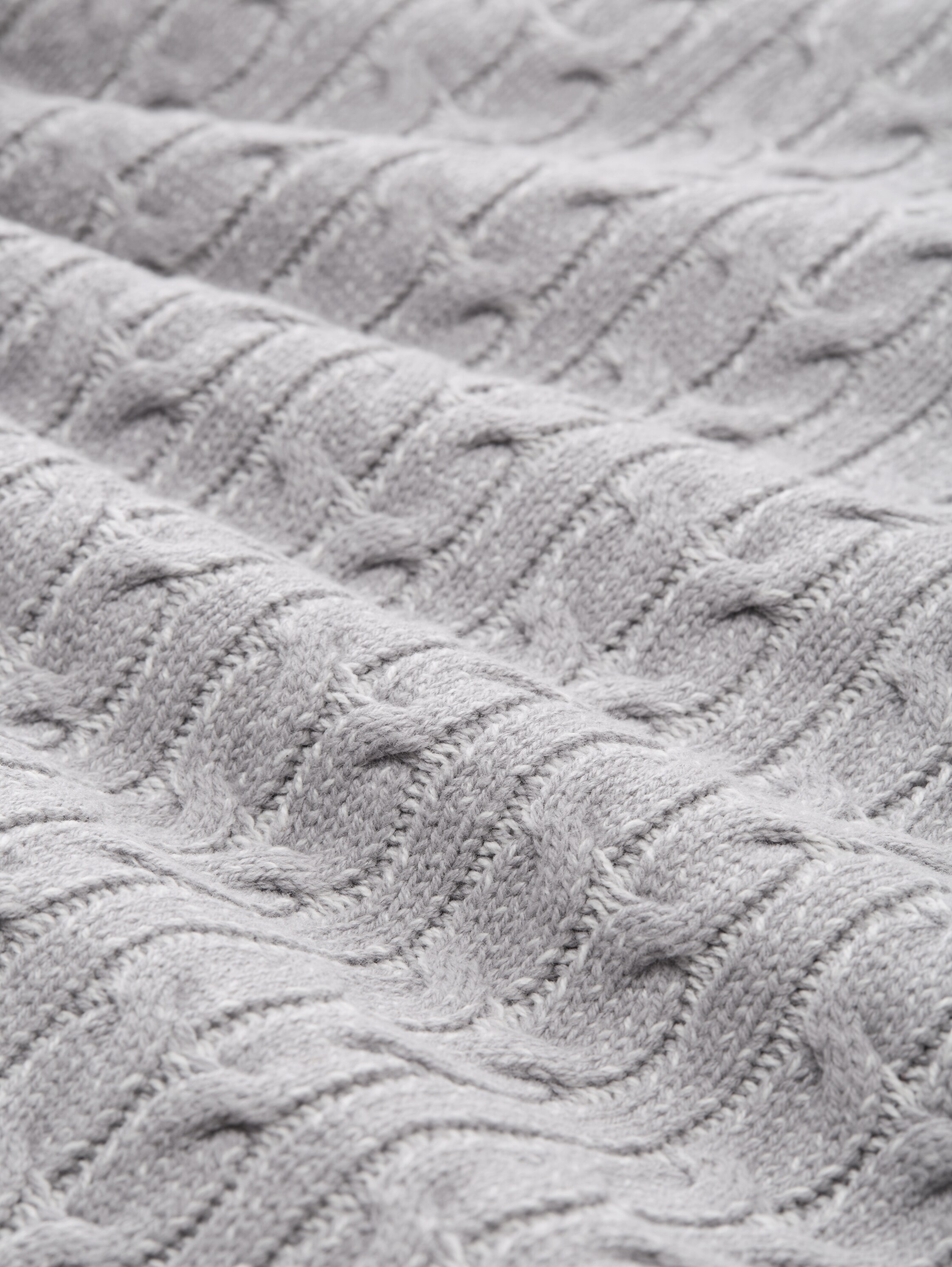 Strickpullover mit Zopfmuster - grey_offwhite_plated - 