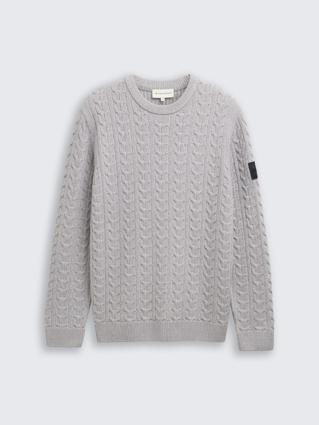 Strickpullover mit Zopfmuster - grey offwhite plated