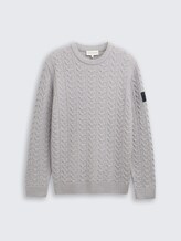 Strickpullover mit Zopfmuster - grey offwhite plated