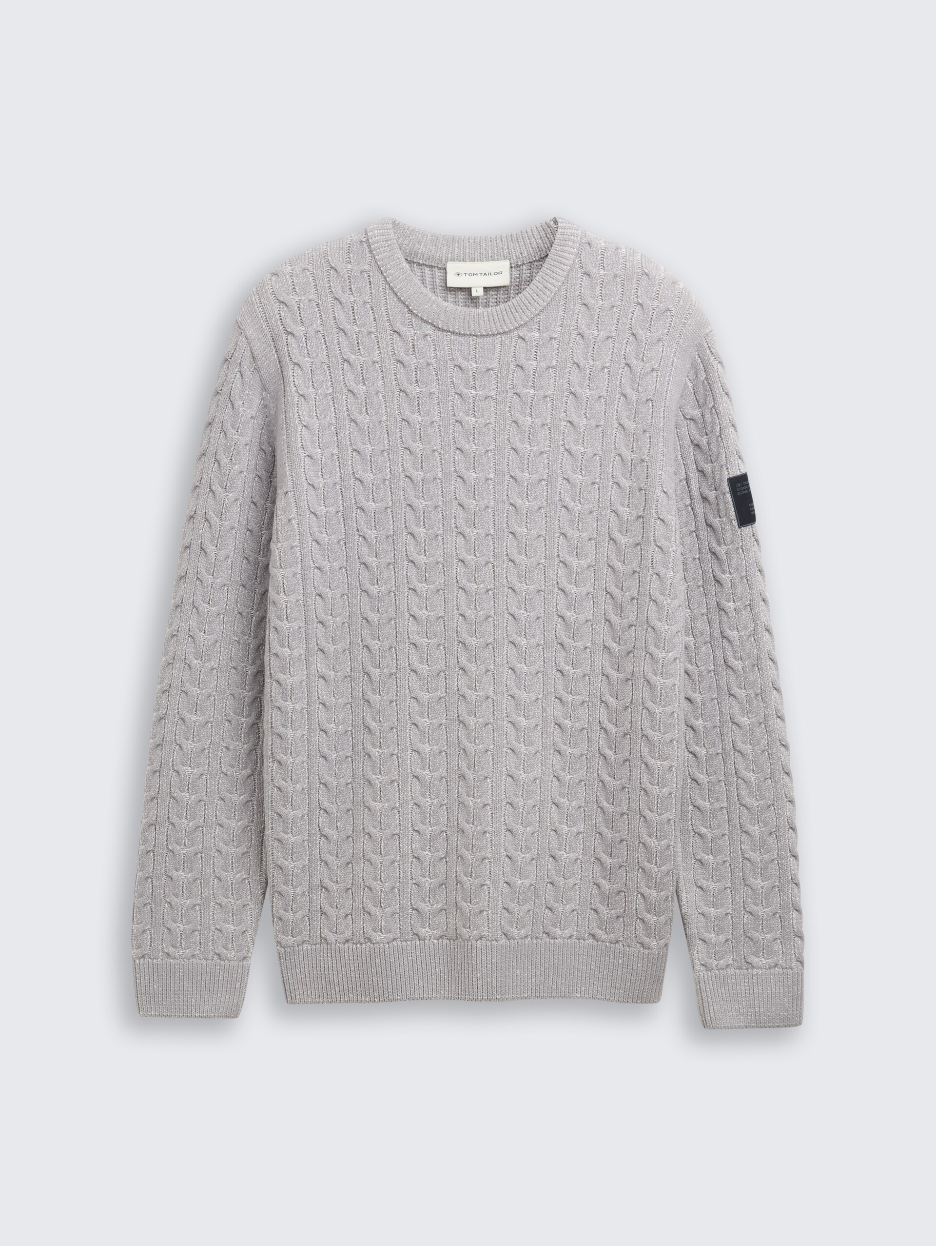 Strickpullover mit Zopfmuster - grey offwhite plated