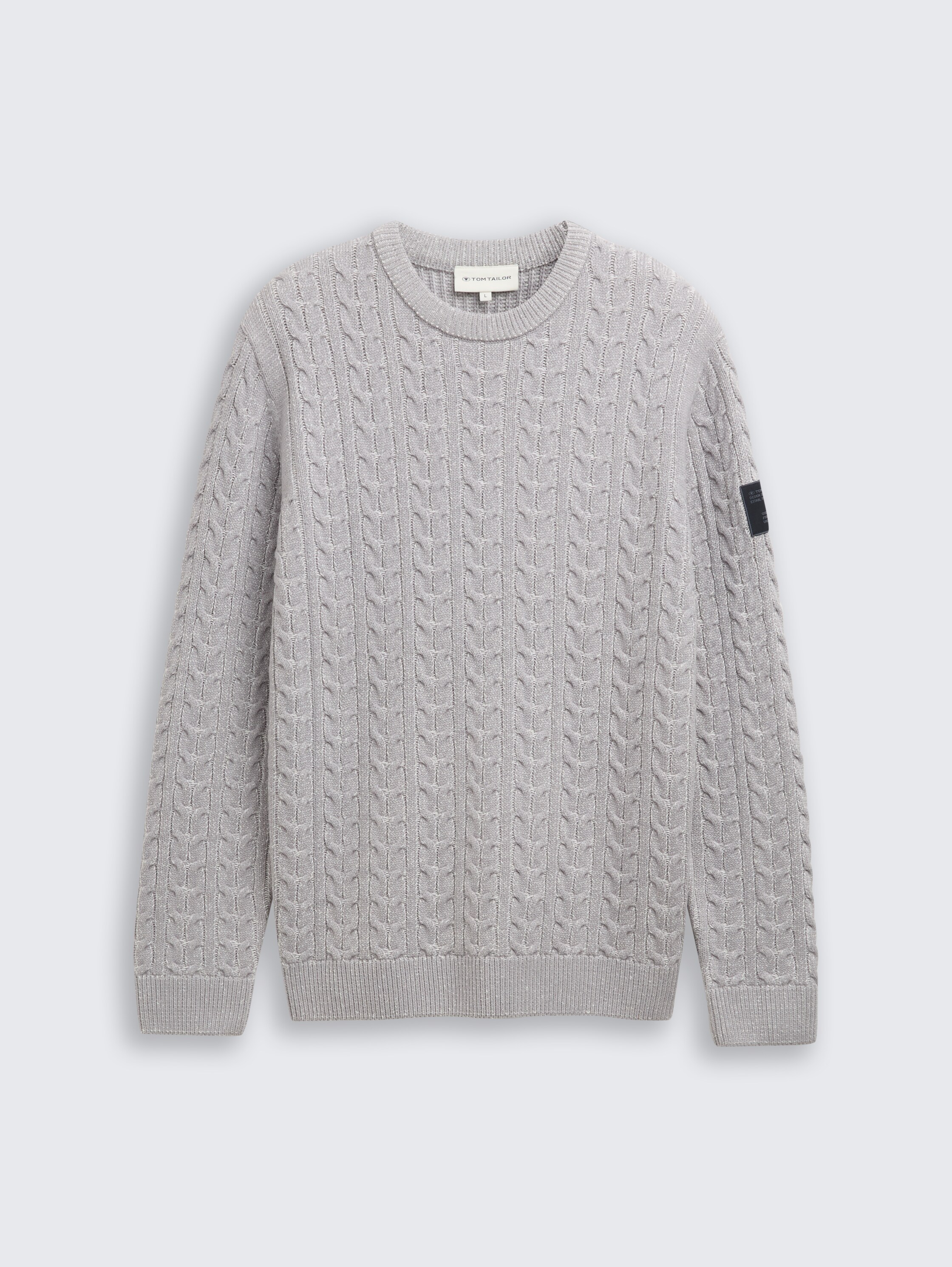 Strickpullover mit Zopfmuster - grey_offwhite_plated - 