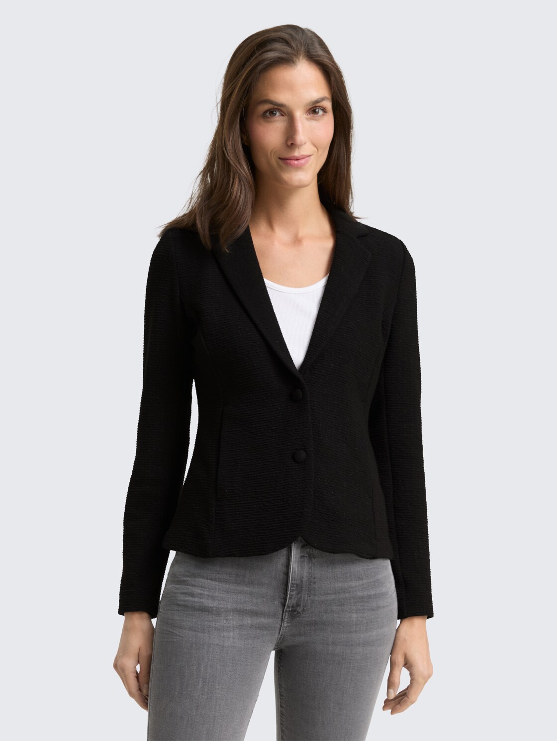 Slim Fit Blazer mit Glitzer-Effekt - deep black