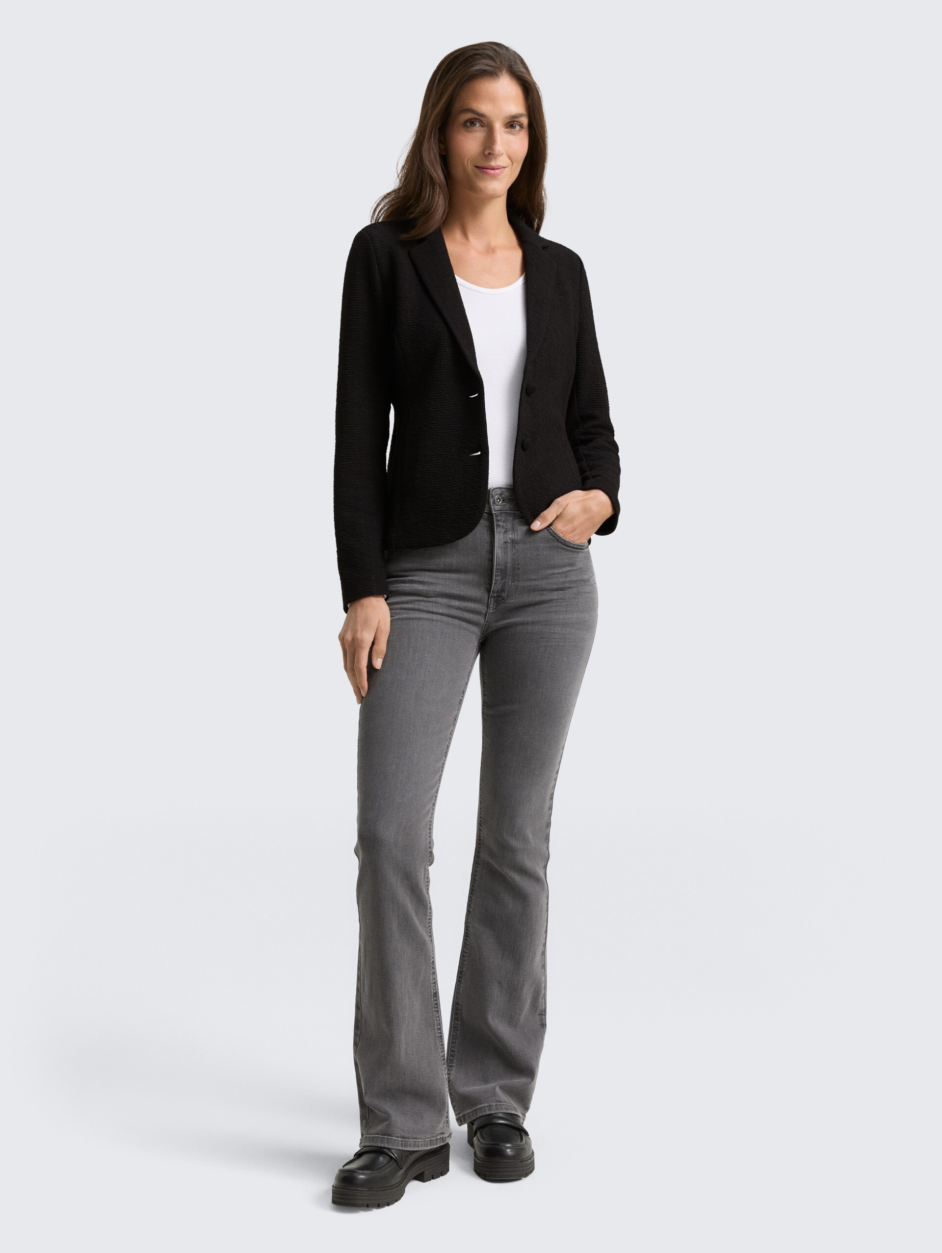 Slim Fit Blazer mit Glitzer-Effekt - deep black