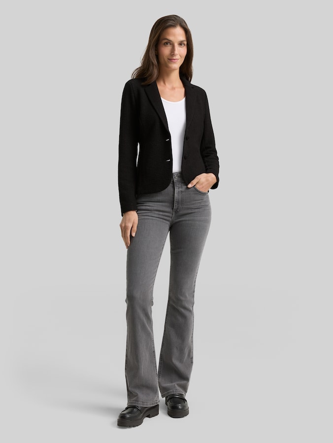 Slim fit blazer met glittereffect door Women, deep black