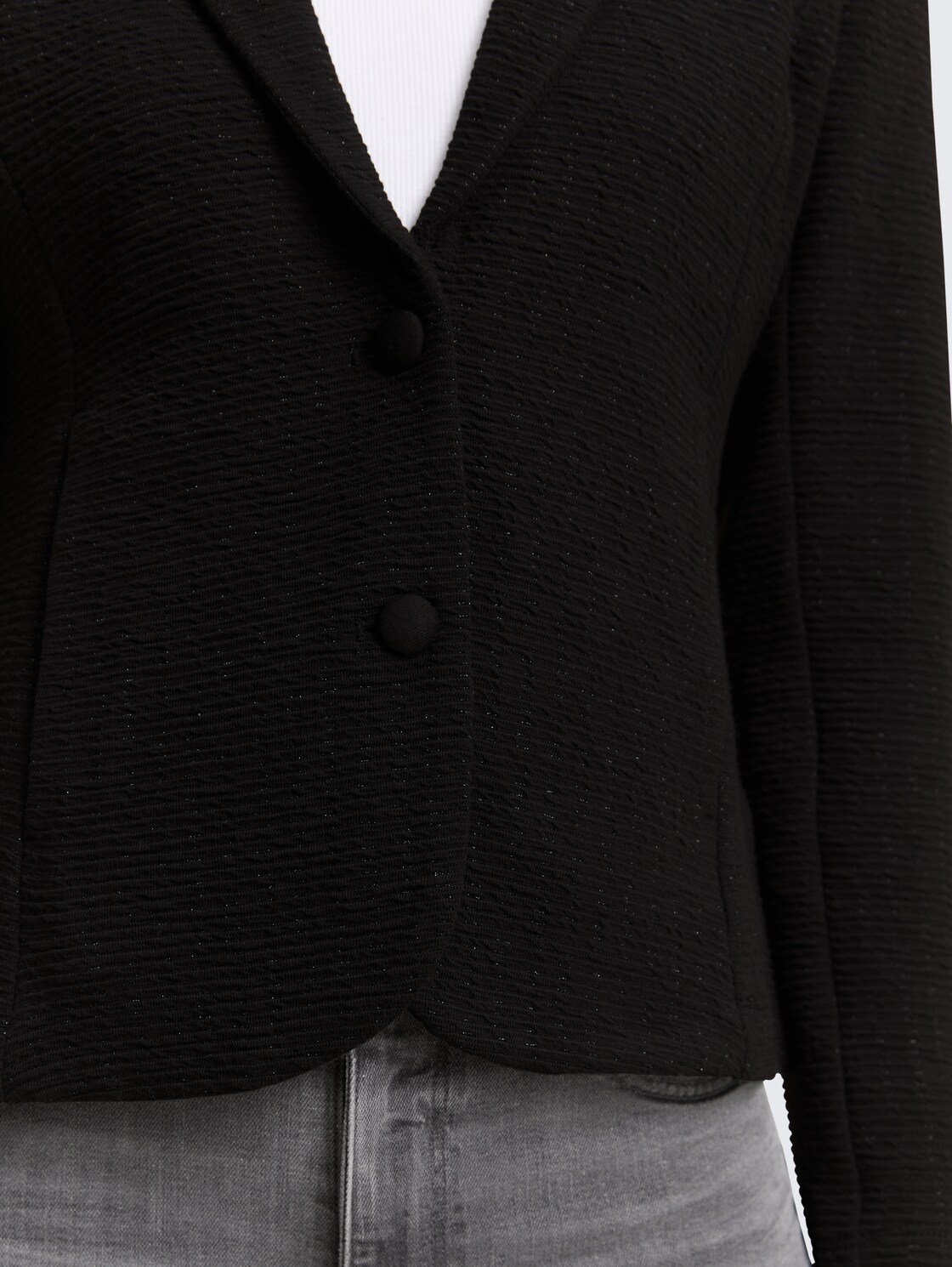 Slim Fit Blazer mit Glitzer-Effekt - deep black