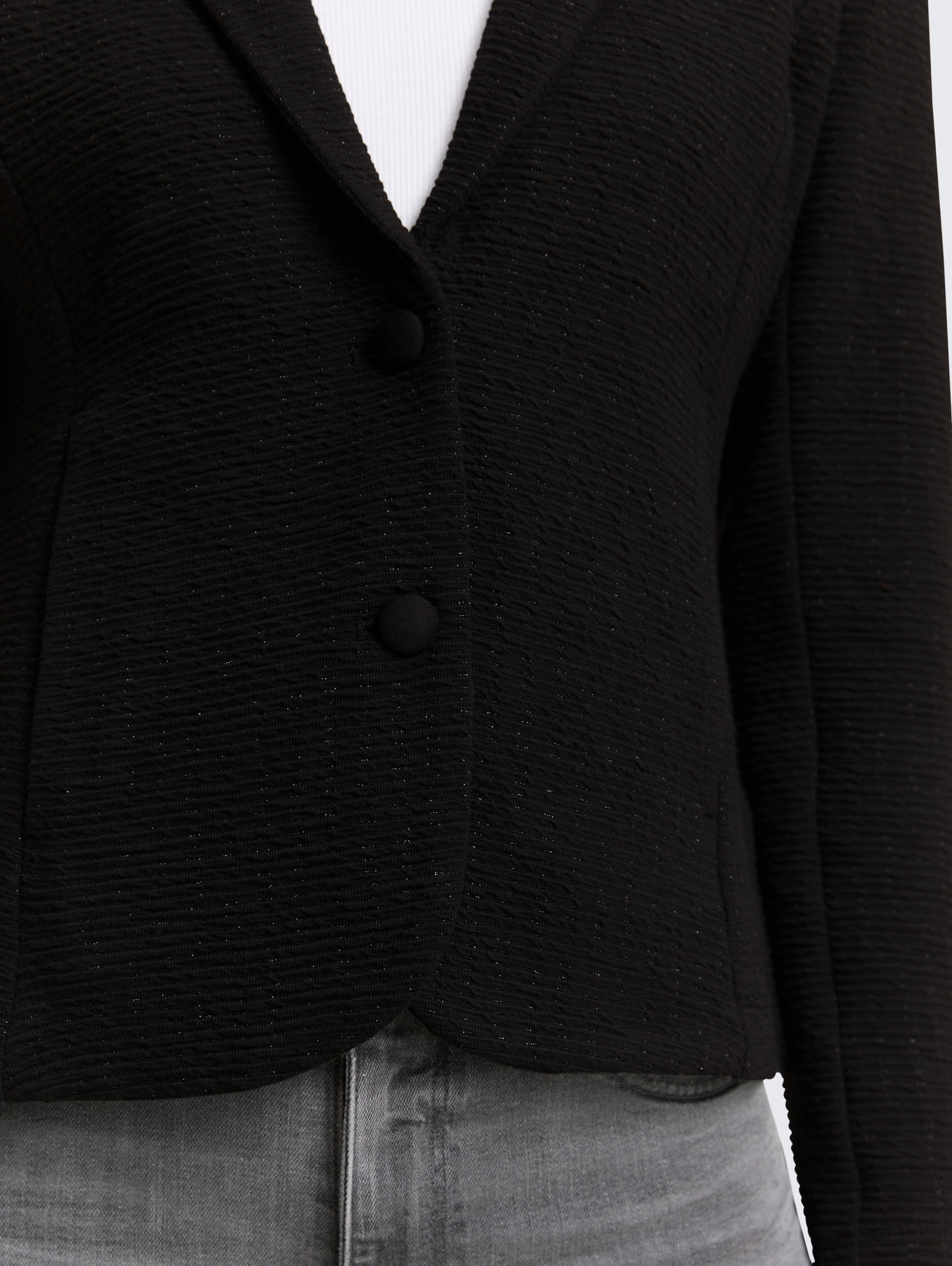 Slim Fit Blazer mit Glitzer-Effekt - deep black