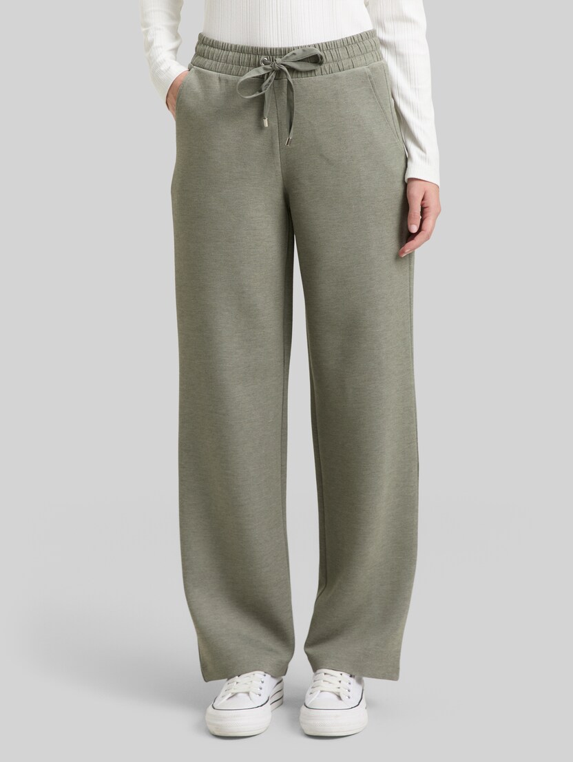 Straight-leg scuba trousers by Women, cloudy green melange