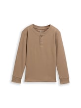 Ausgewählt, Henley Langarmshirt mit Waffelstruktur von Tom Tailor, braun