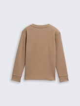 T-shirt manches longues Henley avec structure gaufrée - taupe grey