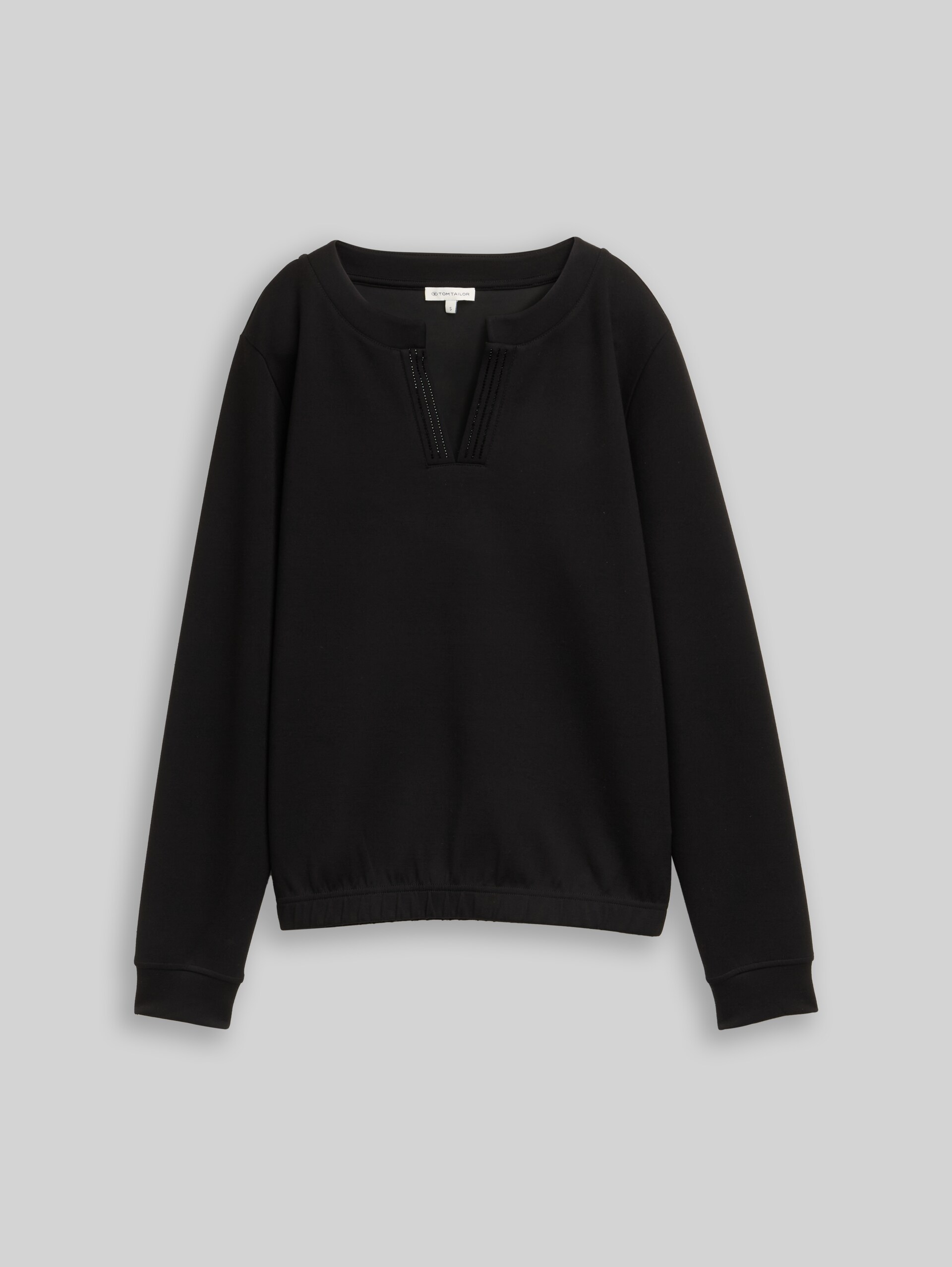 Scuba sweatshirt with rhinestones - deep black - Front product view