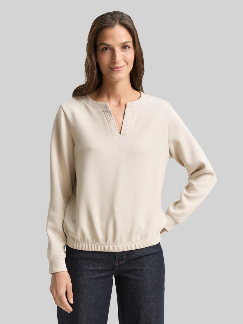 Scuba-sweatshirt met strass-steentjes door Women, sand stone beige