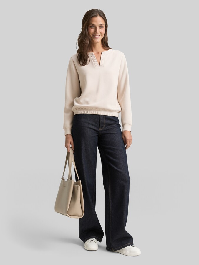 Sweat-shirt en néoprène avec strass par Women, sand stone beige