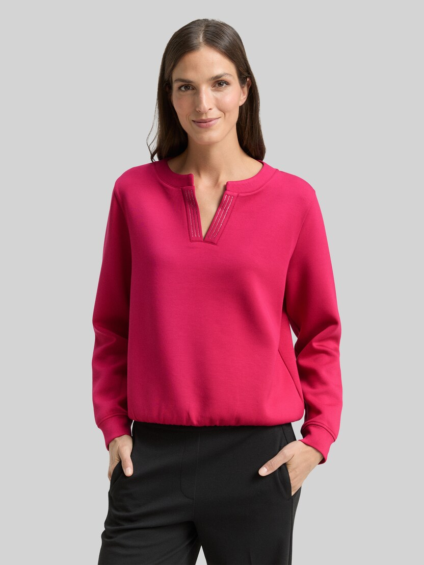 Scuba sweatshirt with rhinestones by Women, dark pink