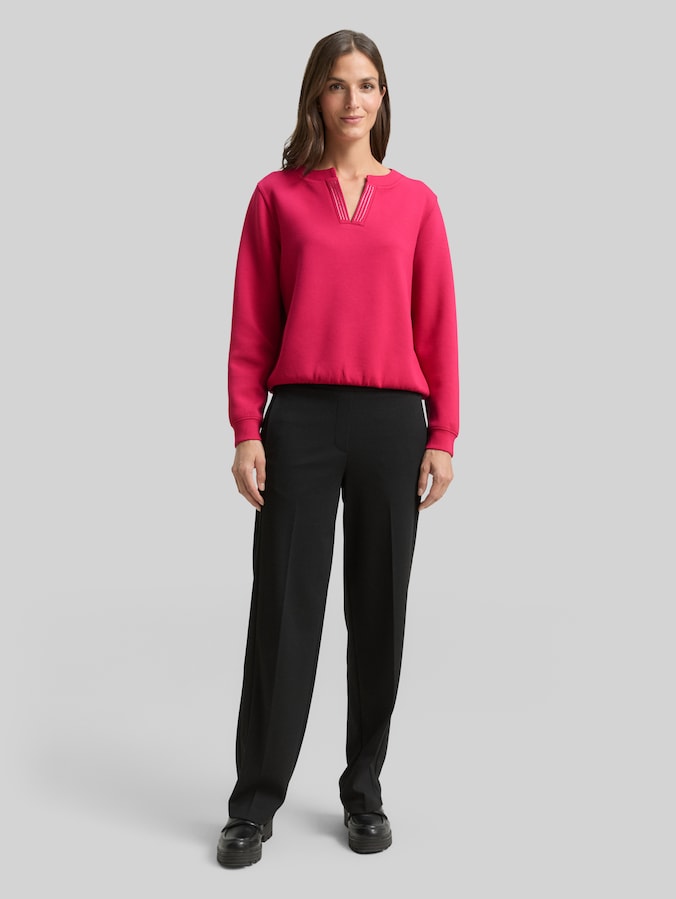 Scuba-sweatshirt met strass-steentjes door Women, dark pink