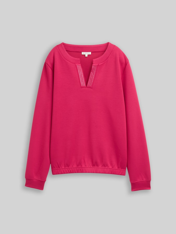 Scuba Sweatshirt mit Strasssteinen von Women, dark pink