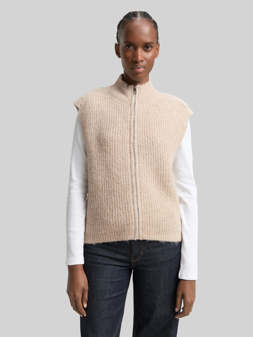 Pullunder met opstaande kraag door Denim Female, cosy beige melange