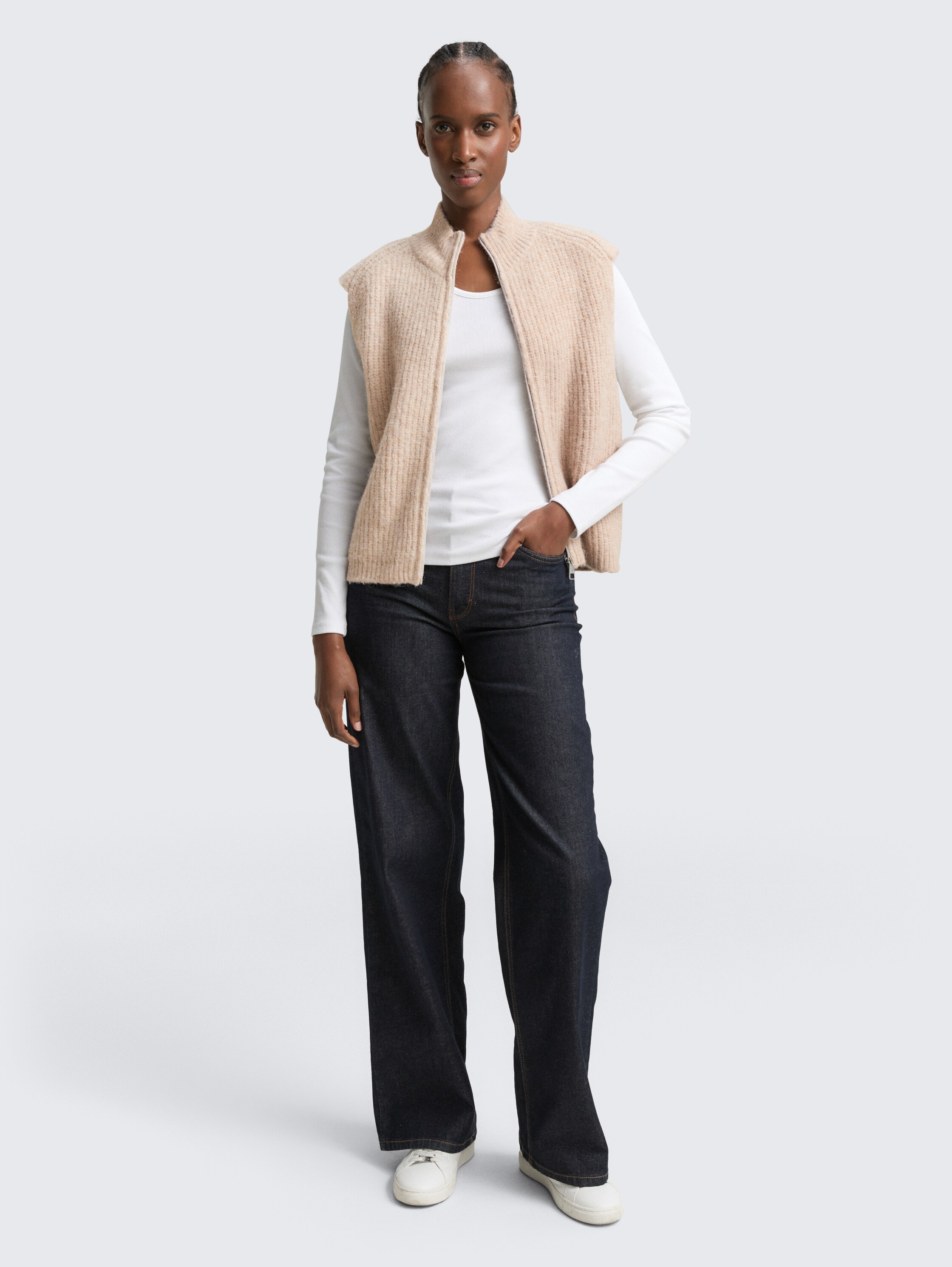 Pullunder met opstaande kraag - cosy_beige_melange - 