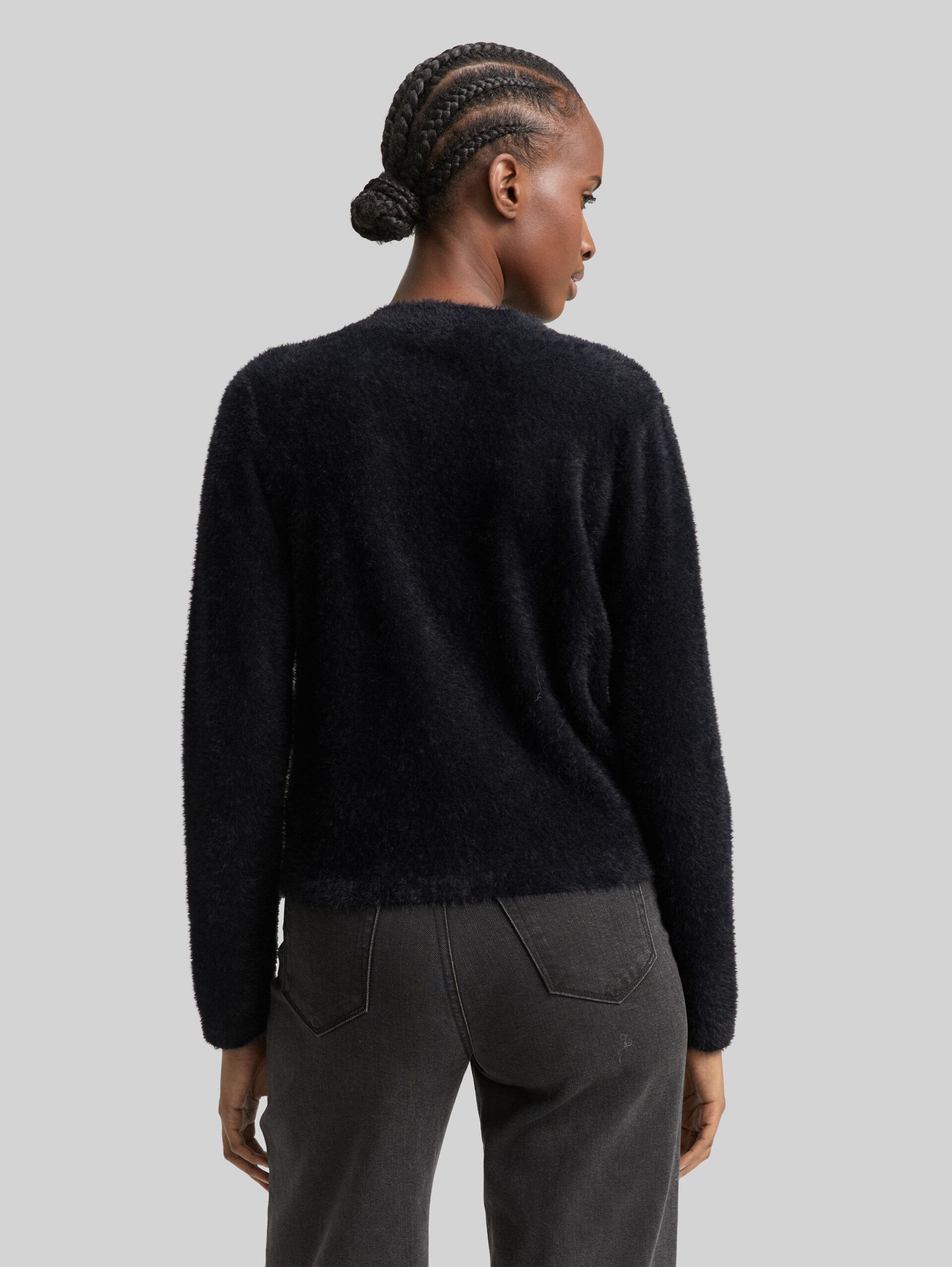 Cardigan made from feather yarn - deep black