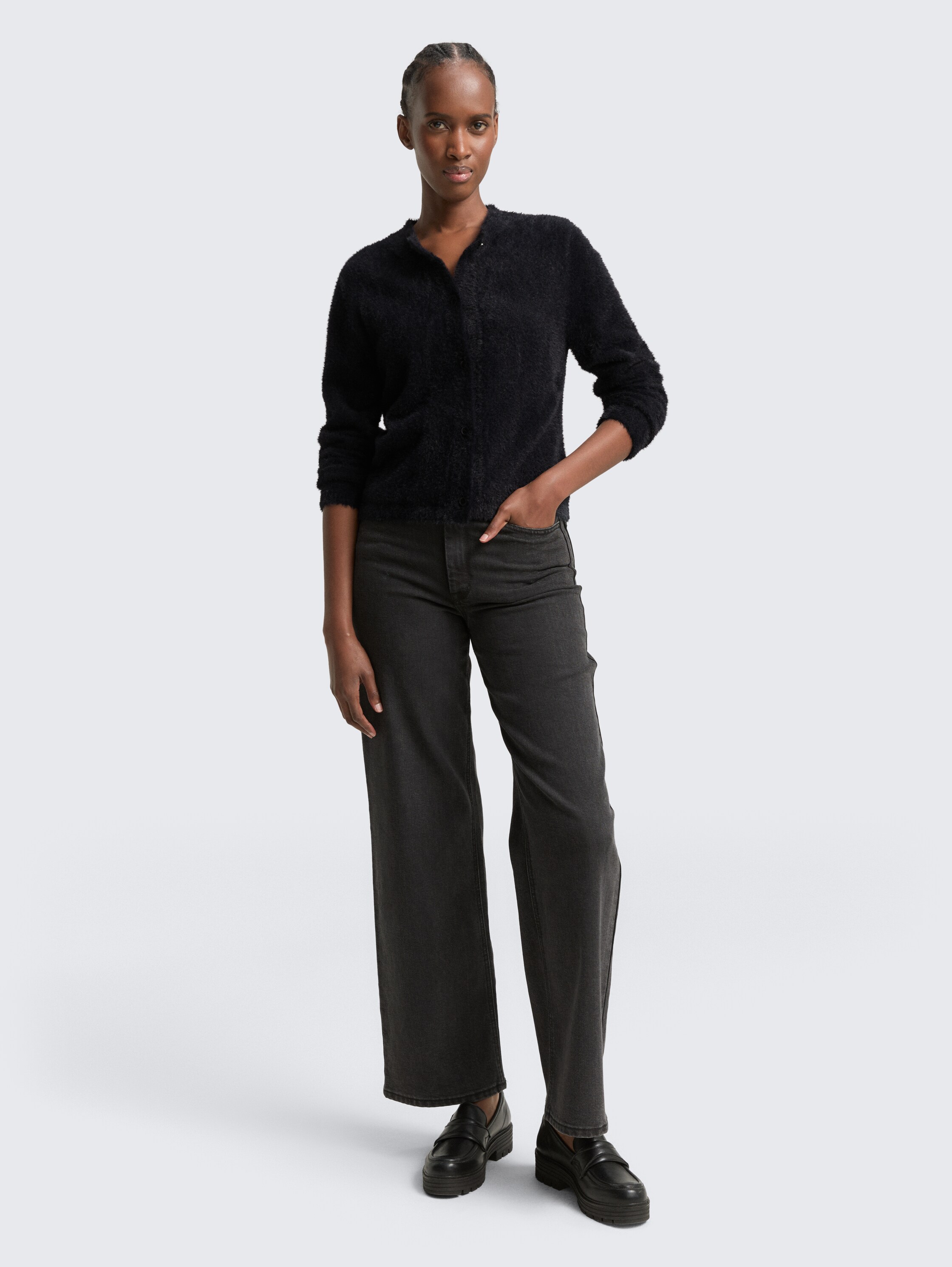 Vest van vezelgaren - deep_black_1 - 