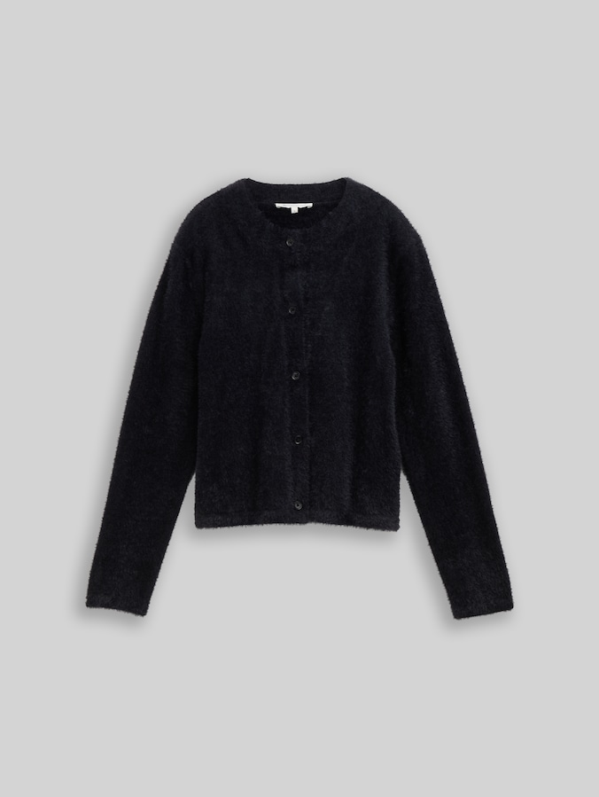 Cardigan aus Federgarn von Denim Female, deep black