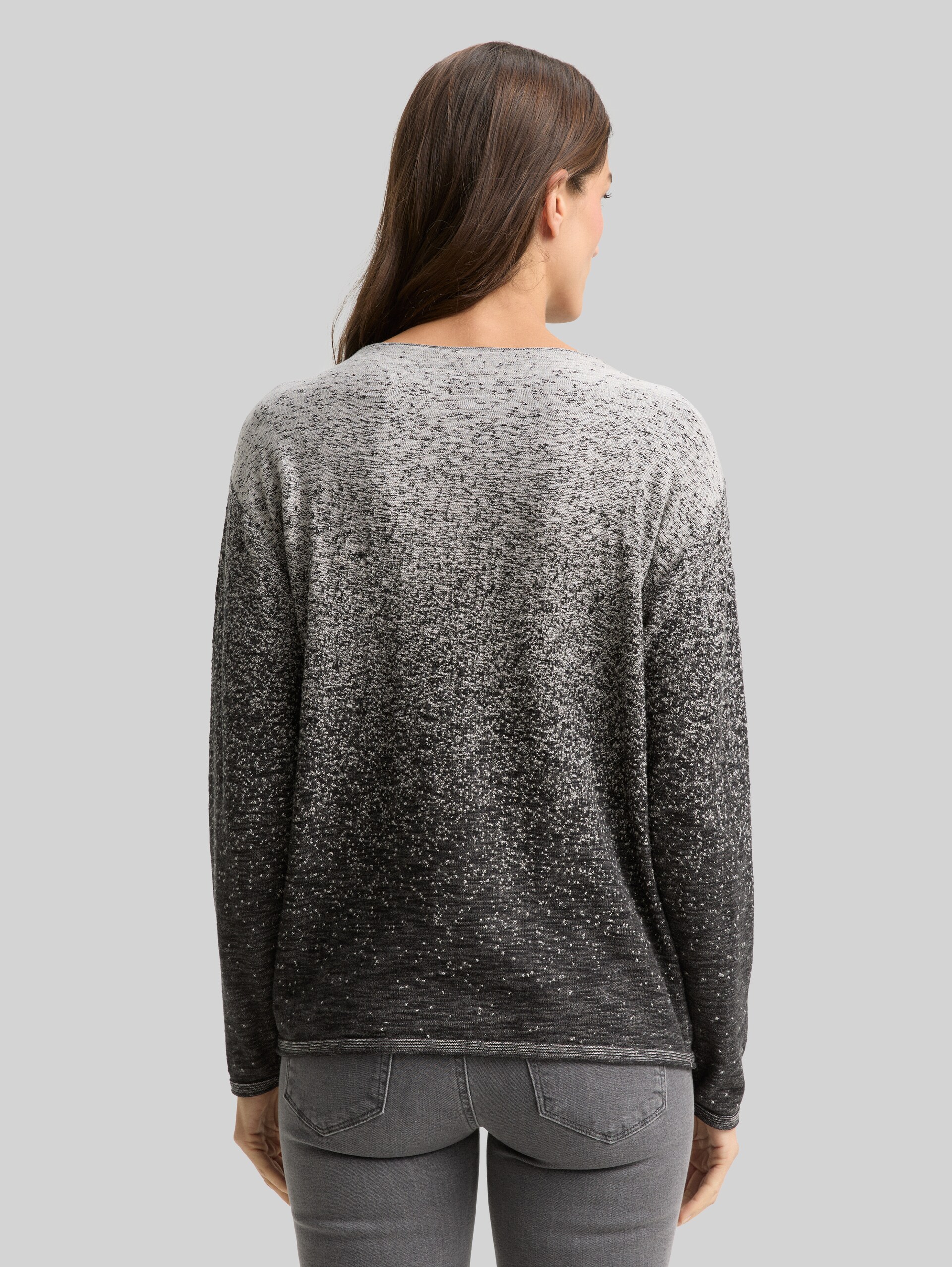 Loose Fit Strickpullover mit Farbverlauf - black grey degrade design