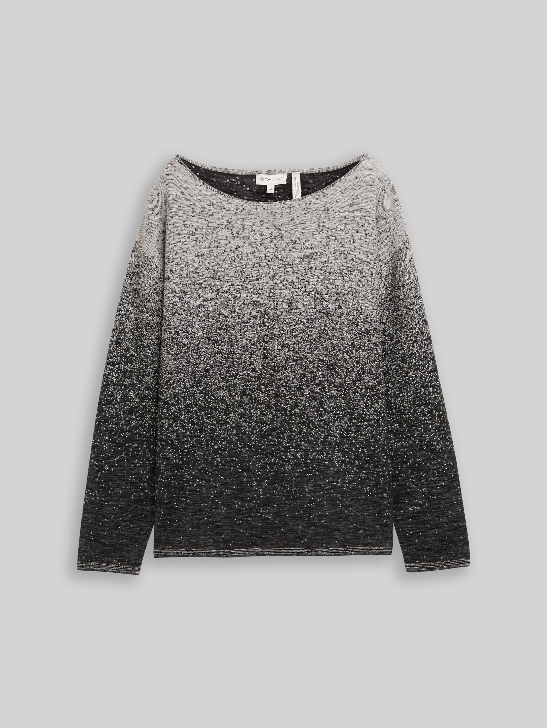Loose Fit Strickpullover mit Farbverlauf - black grey degrade design
