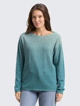 Loose Fit Strickpullover mit Farbverlauf - teal degrade design - Ausschnitt Model-Vorderansicht