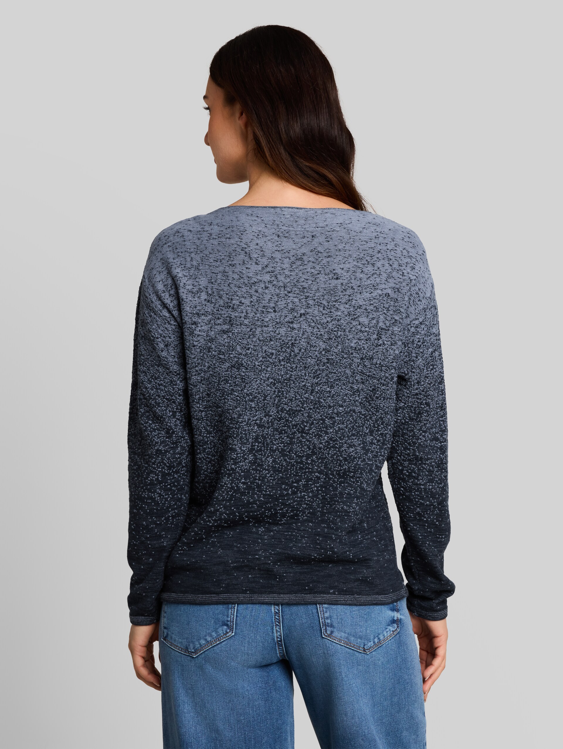 Loose Fit Strickpullover mit Farbverlauf - gravel beige navy degrade