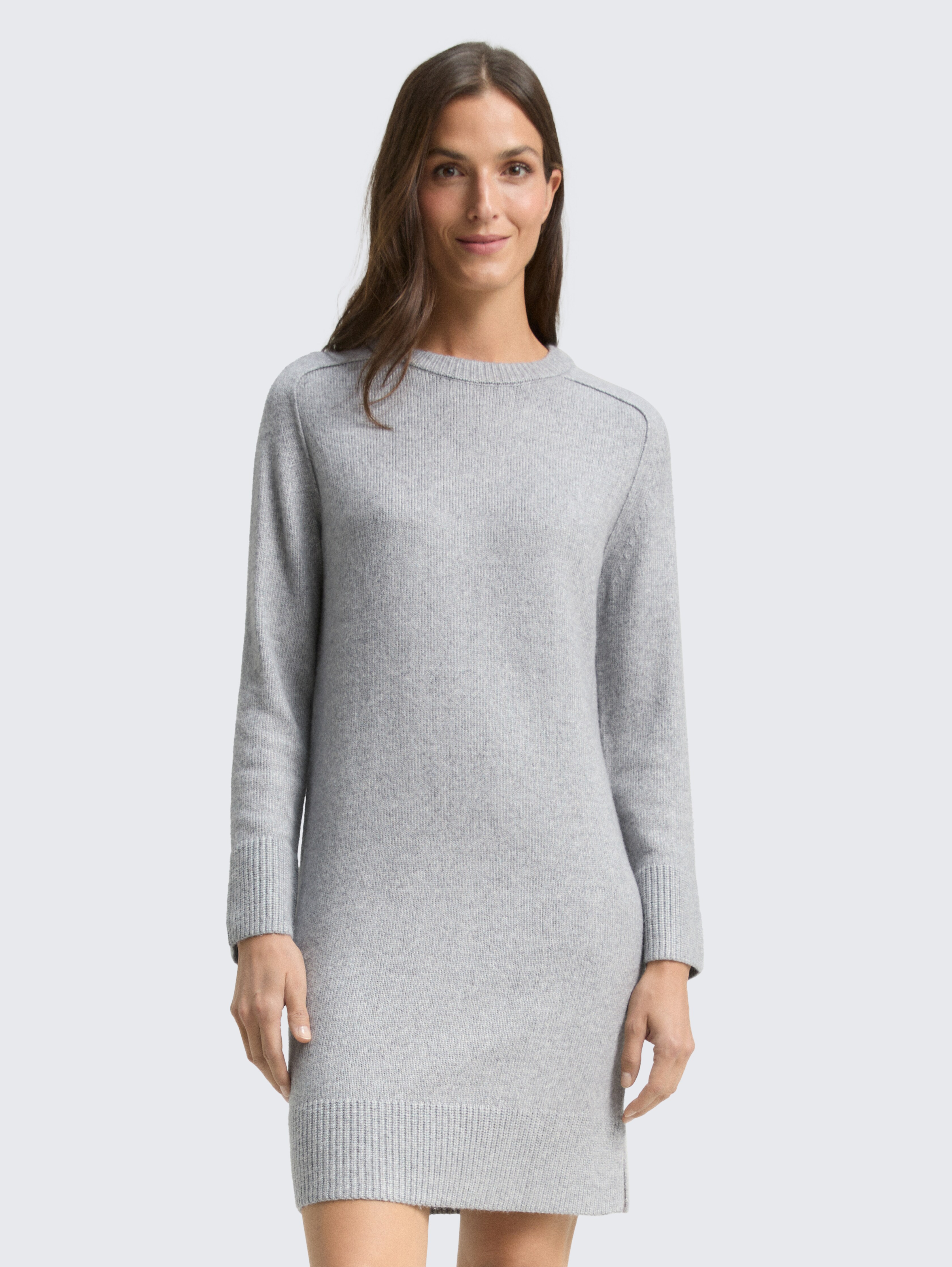 Strickkleid in Melange-Optik von Women, medium silver grey melange