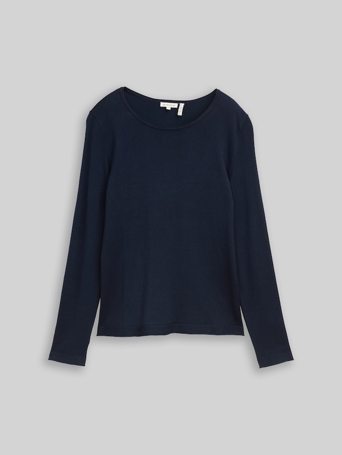 Pull en maille basique à col rond par Women, sky captain blue